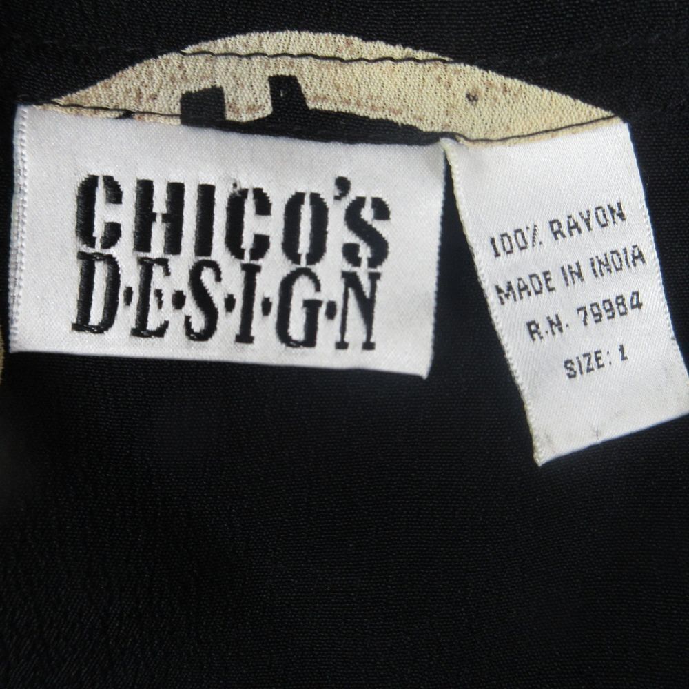 Chico's Design Shirt Womens 1 Black Geometric Long Sleeve Button Up - Picture 6 of 10